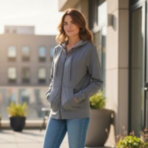 NWOT 32 Degrees Cool Unisex Gray Full Zip Slanted Front Pockets Hoodie Size L